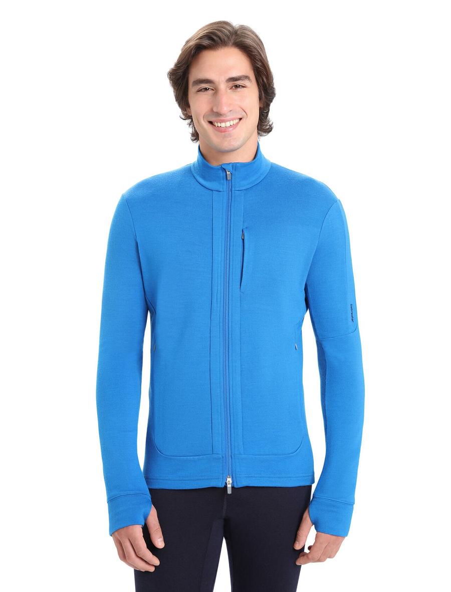 Bluzy Z Kapturem Icebreaker Merino Quantum III Long Sleeve Zip Męskie Niebieskie | PL 1685XYUF